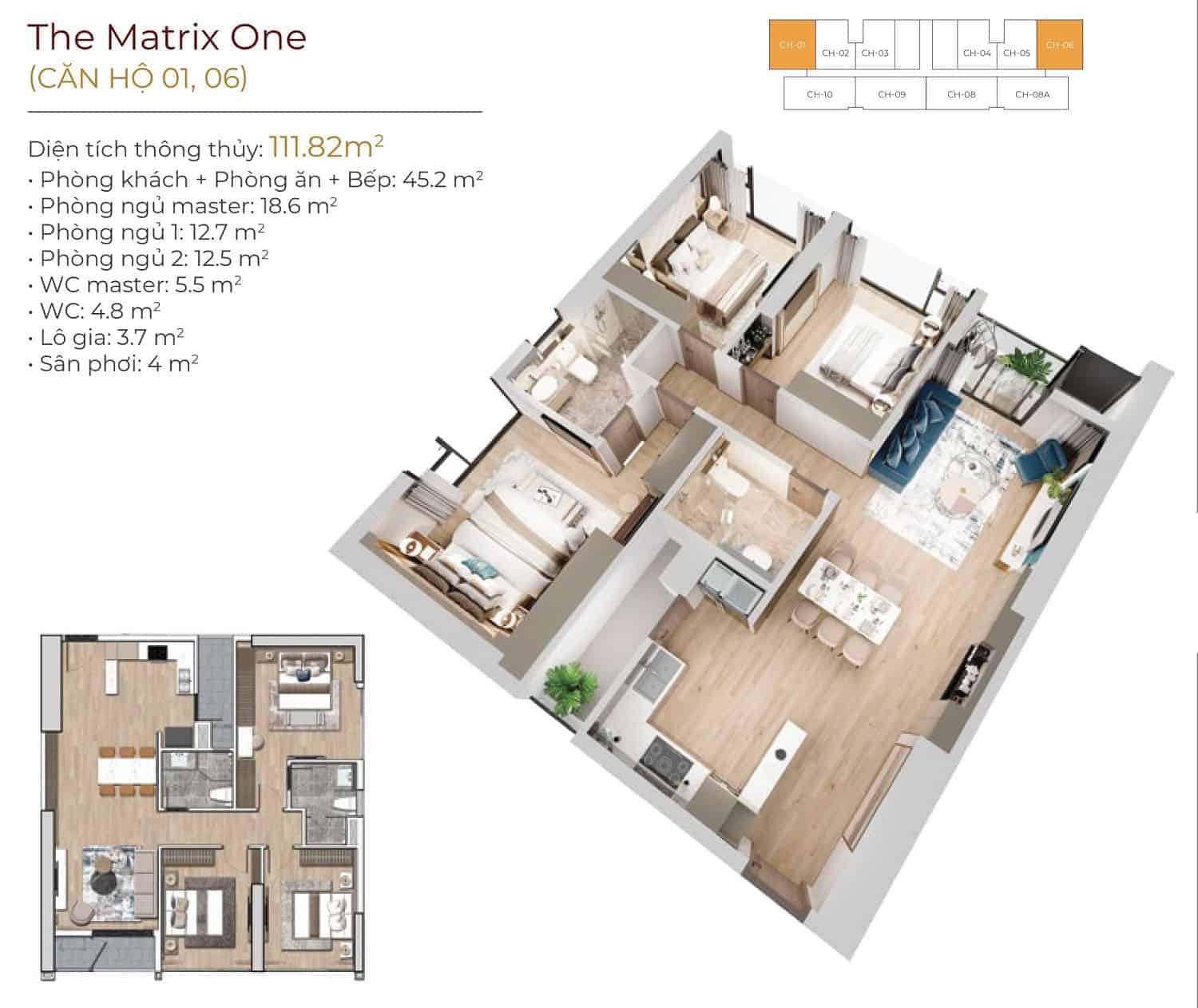 Thiết kế chi tiết căn hộ 01, 06 - The Matrix One